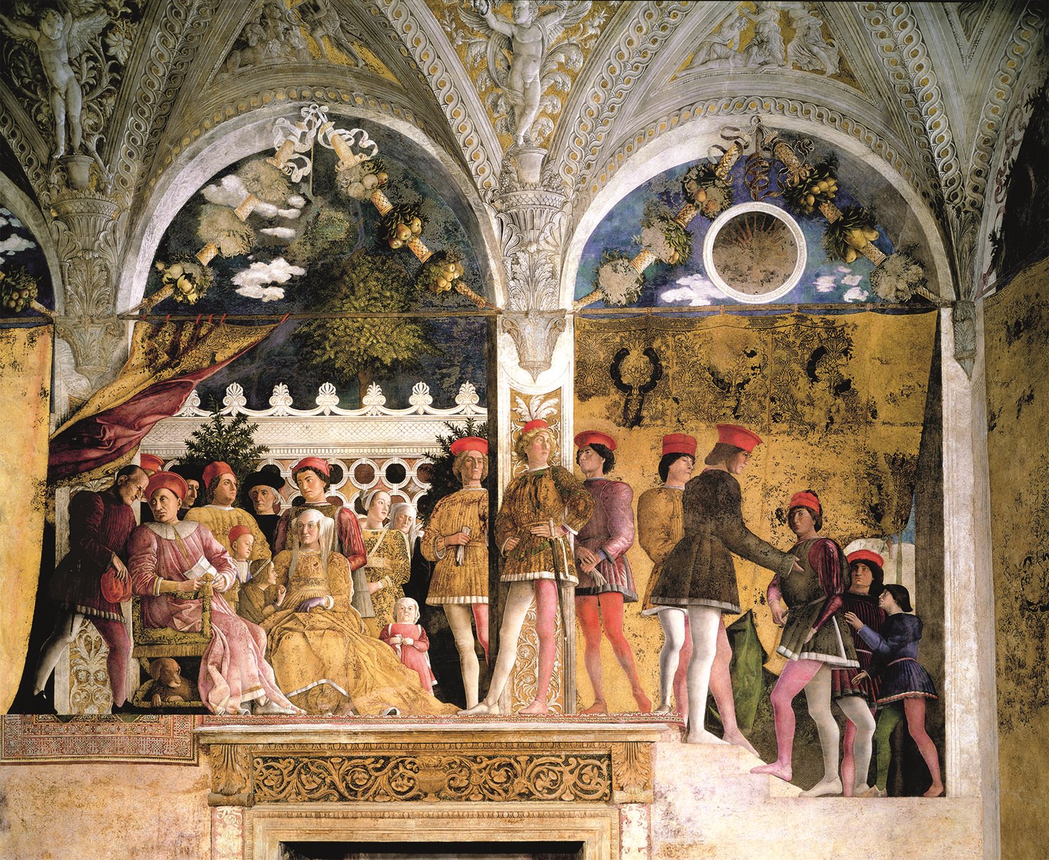 Scena di corte e celebrazione di Gonzaga (camera degli sposi), Andrea Mantegna
