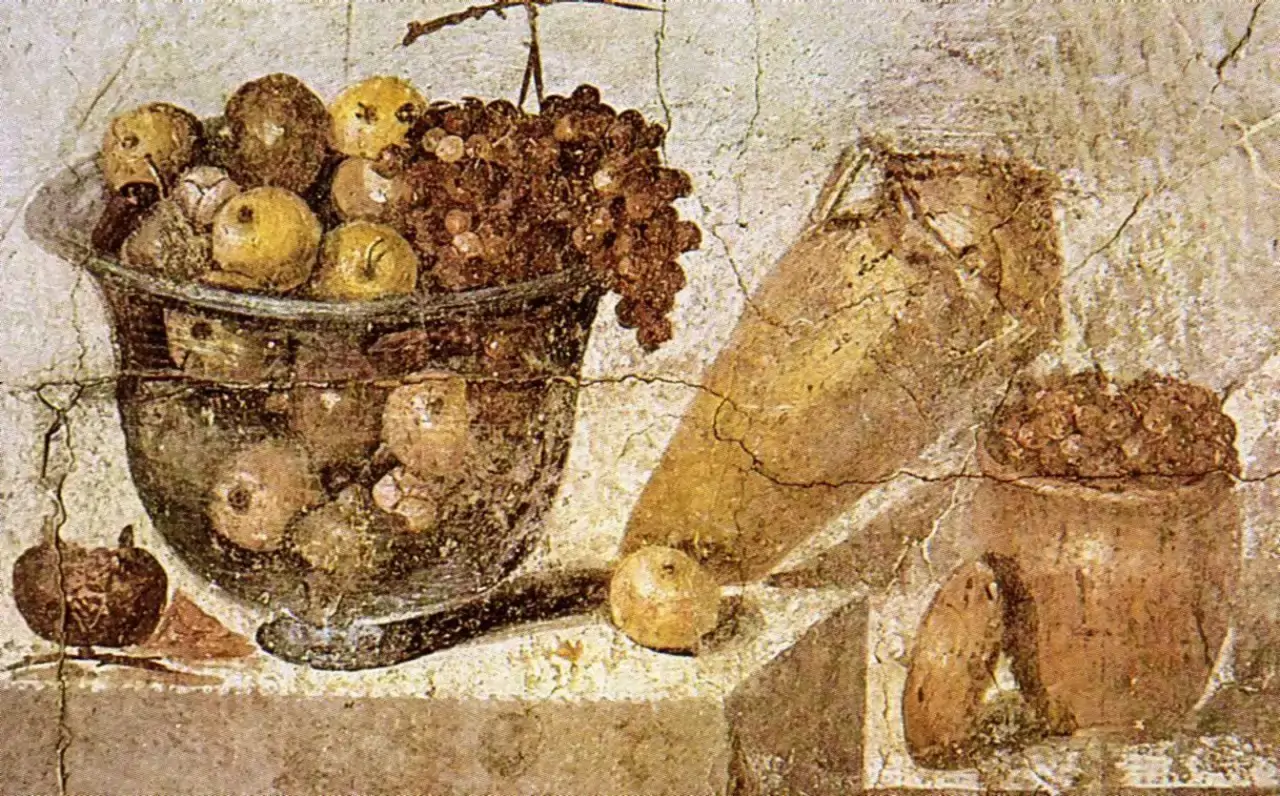 Natura morta con frutta. Casa di Giulia Felice, a Pompei. Museo Archeologico Nazionale, Napoli